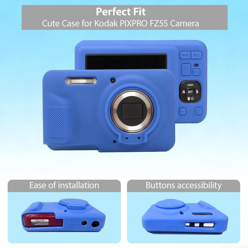 Frevyve Case for Kodak PIXPRO FZ55 Digital Camera Accessories, Soft Silicone Protective Case, Slim Fit Sleeve with Removable Lens Cover and Screen Protector, Lightweight, Anti-Scratch (Royal Blue) - Image 2